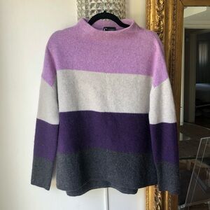 C by Bloomingdale’s cashmere Striped Purple and Gray Women's Sweater